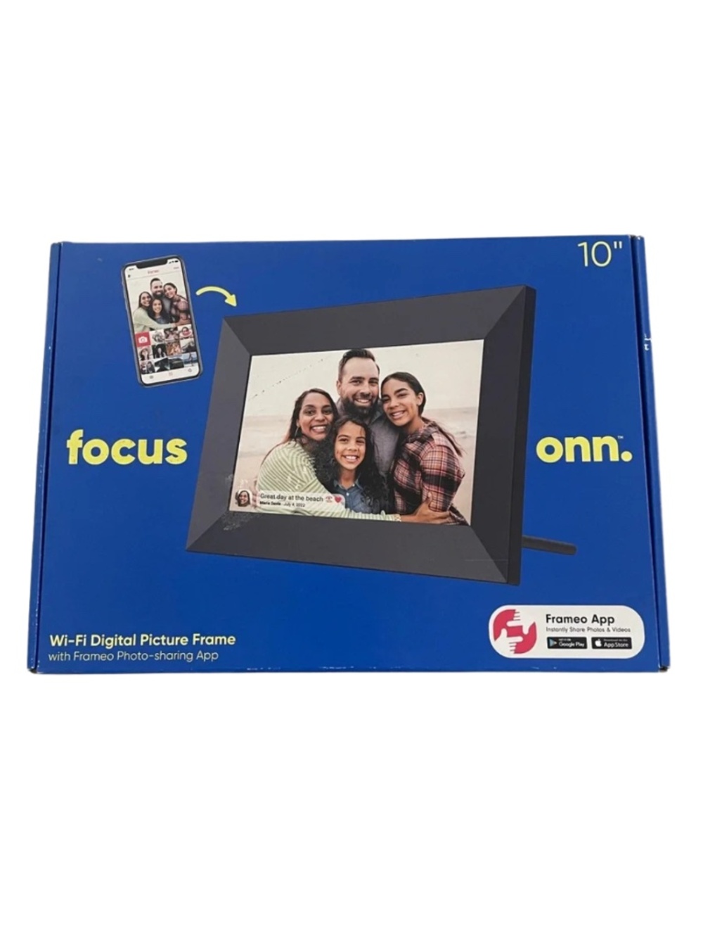 NWT Focus Onn 10" Wi‑Fi Digital Picture Frame Black Frame Grandparent Gift #0203